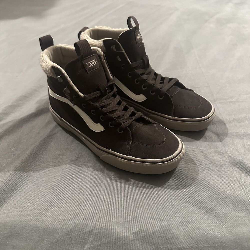Vans Filmore Suede Sherpa Hi Sneakers Chocolate Brown Womens 10 Faux Fur